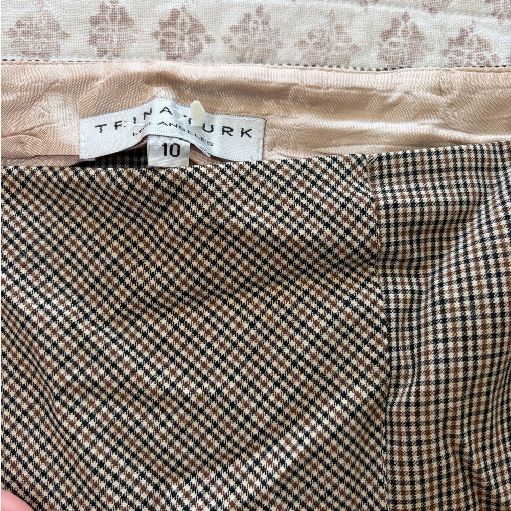 Trina Turk Checkered Brown Skirt